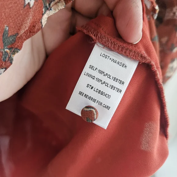 Lost + Wander Floral Long Sleeve Dress in Rust Anthropologie - Picture 6 of 6